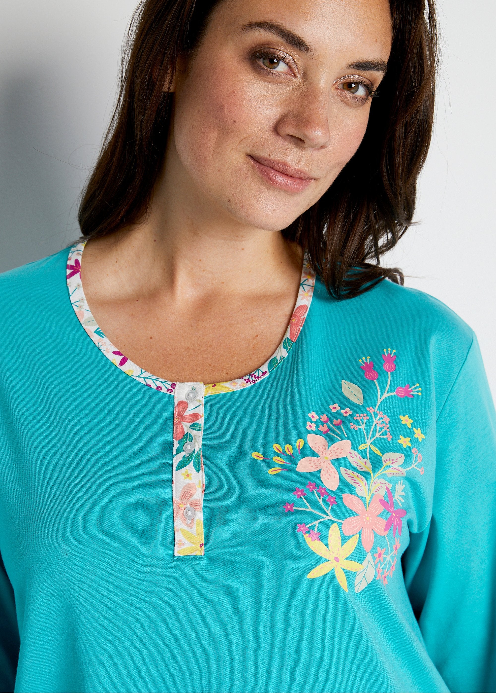 Chemise_de_nuit_mi-longue_manches_longues_Vert_canard_DE1_curvy