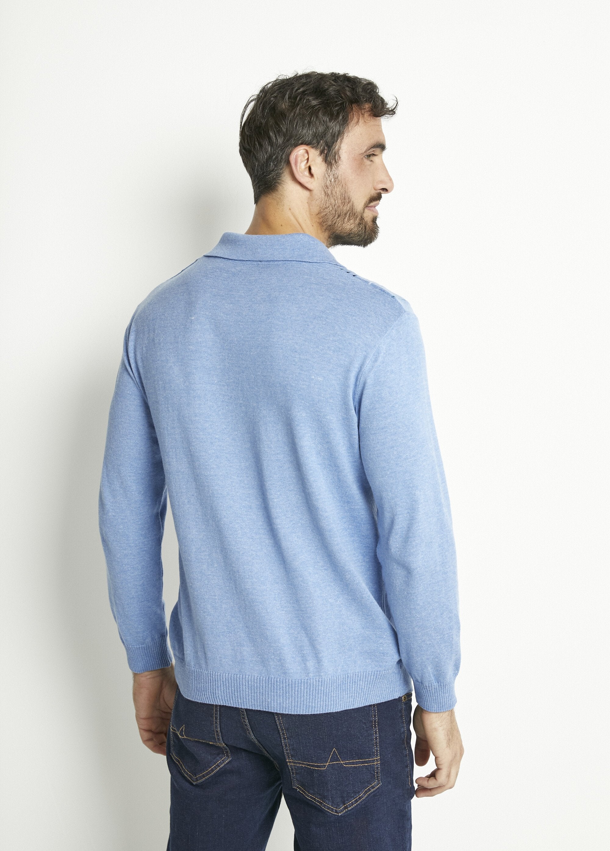 Long-sleeved_cotton_jacquard_zipped_polo_collar_sweater_Blue_DO1_slim