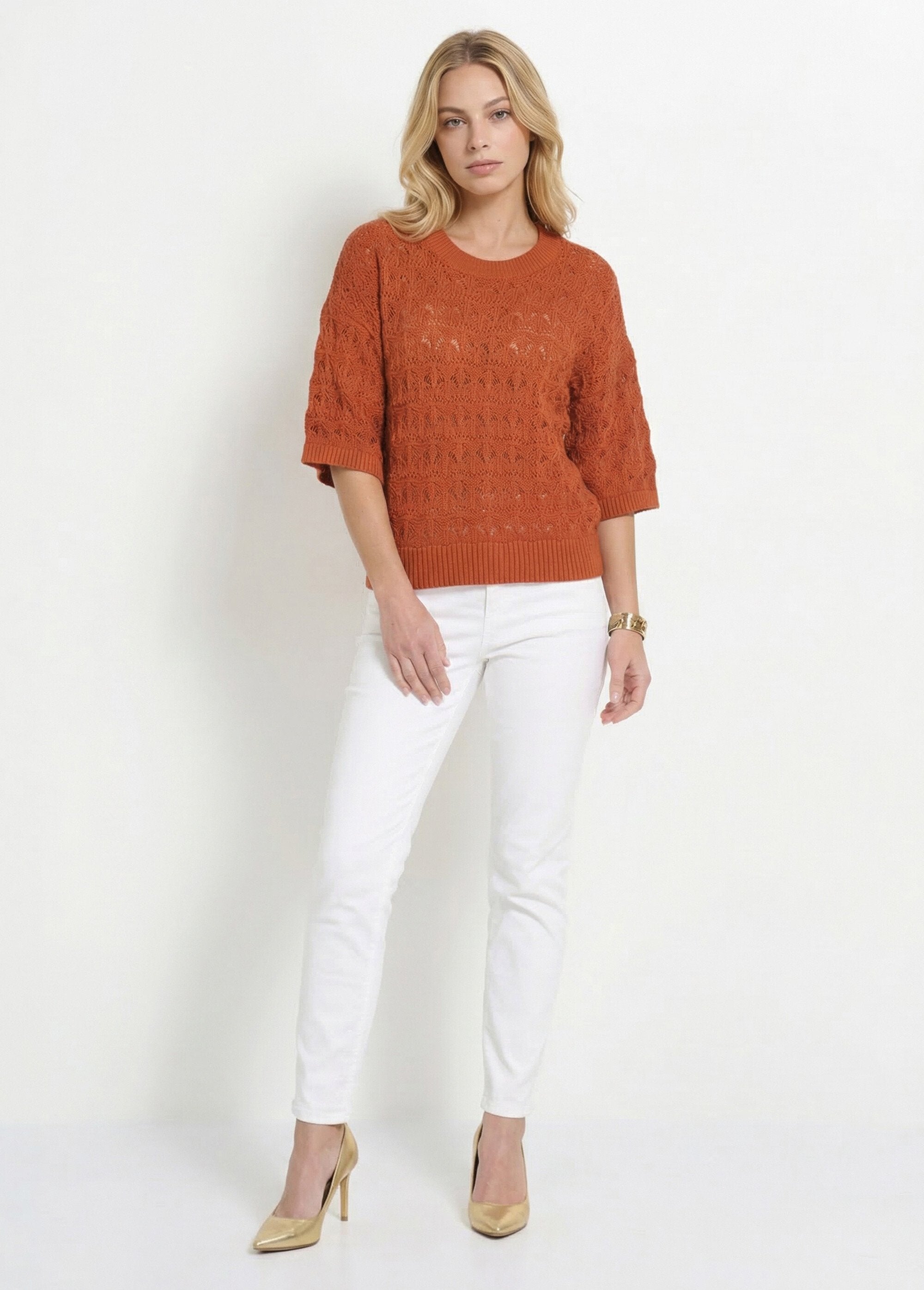 Short-sleeved_openwork_knit_sweater_Paprika_SF1_slim