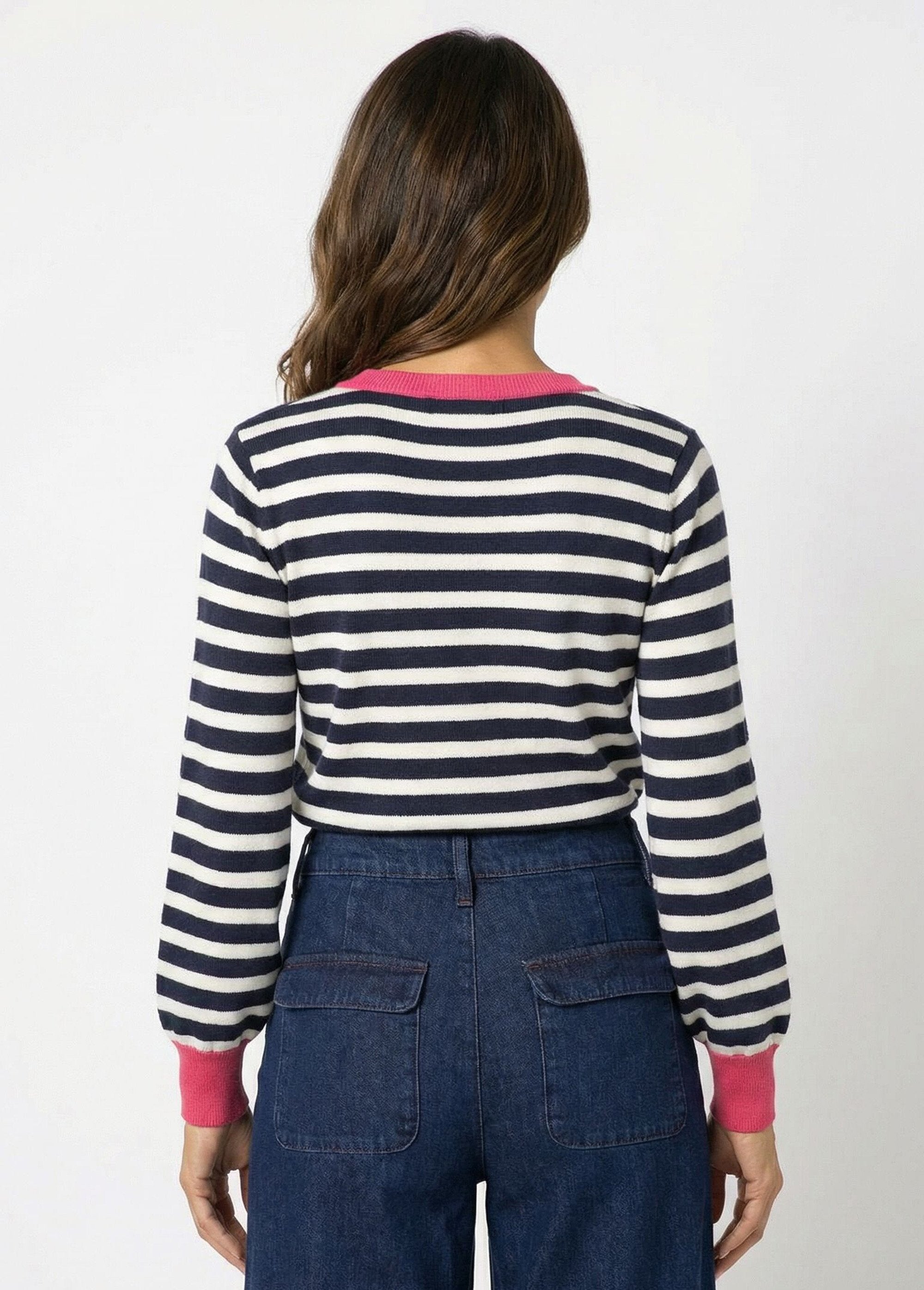 Pull_rayé_fantaisie_à_manches_longues_Marine_et_ecru_DO1_slim