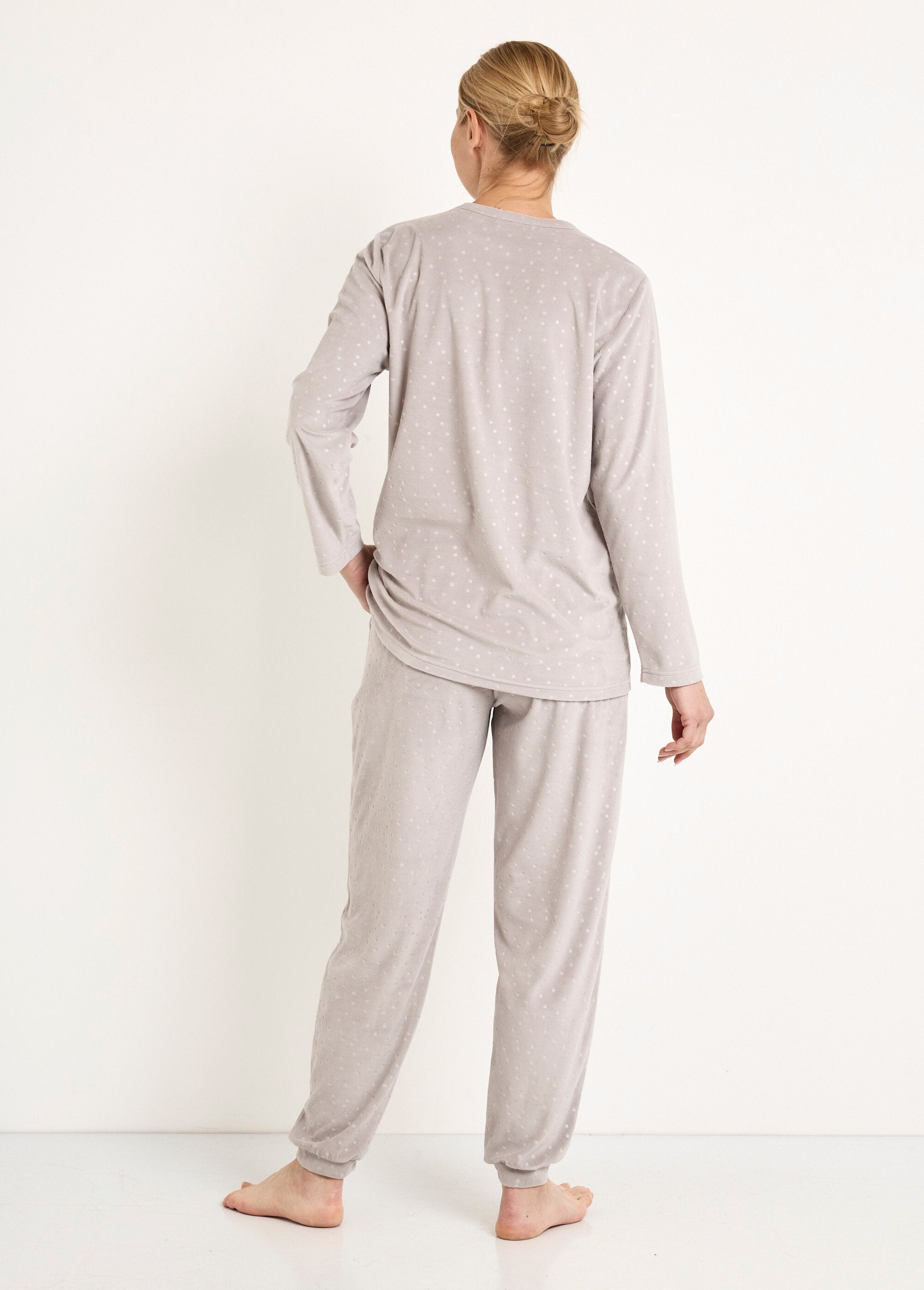 Pyjama_pants_round_neck_velvet_embossed_polka_dots_Gray_DO1_slim
