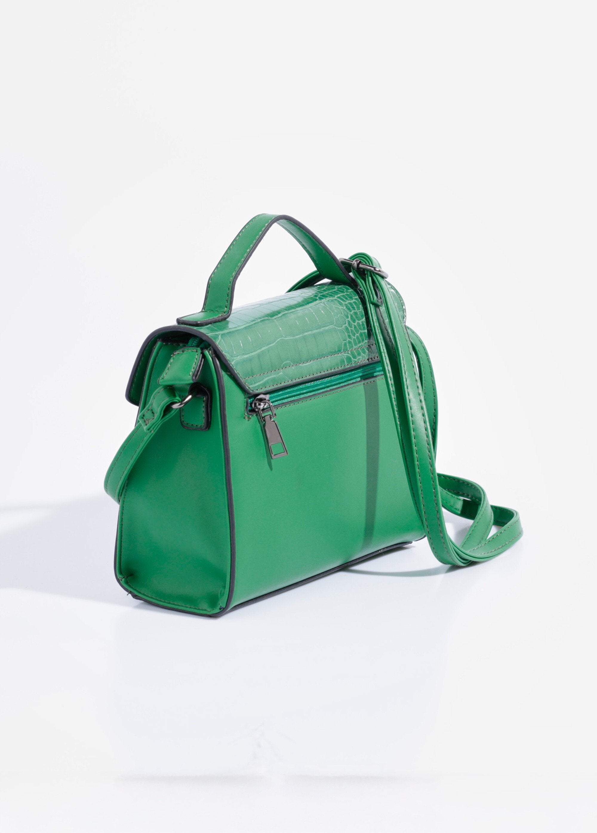 Reptile-look_handbag,_short_handle_Green_DO1_slim