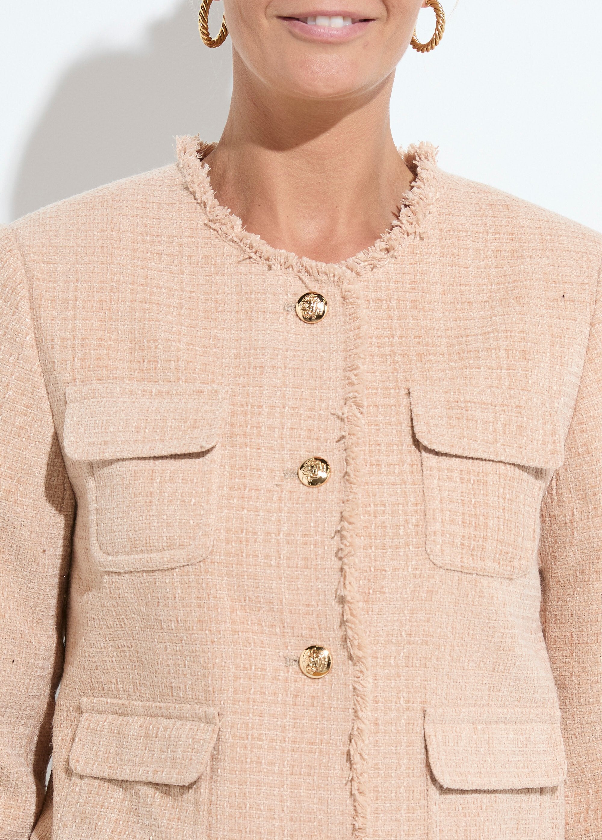 Fringed_button-down_collarless_tweed_jacket_Almond_DE1_slim