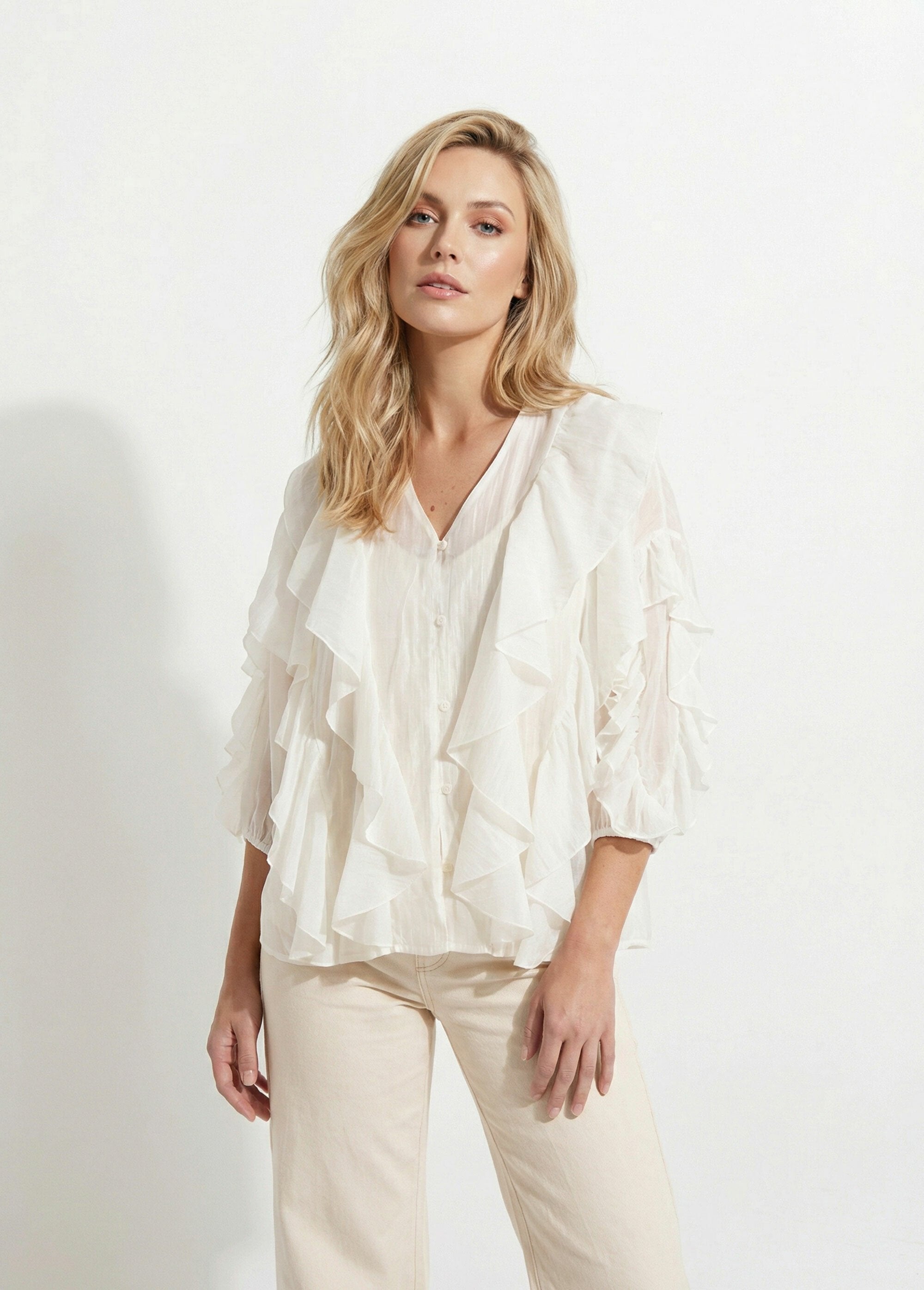 V-neck_button-front_blouse_with_ruffles_White_FA1_slim