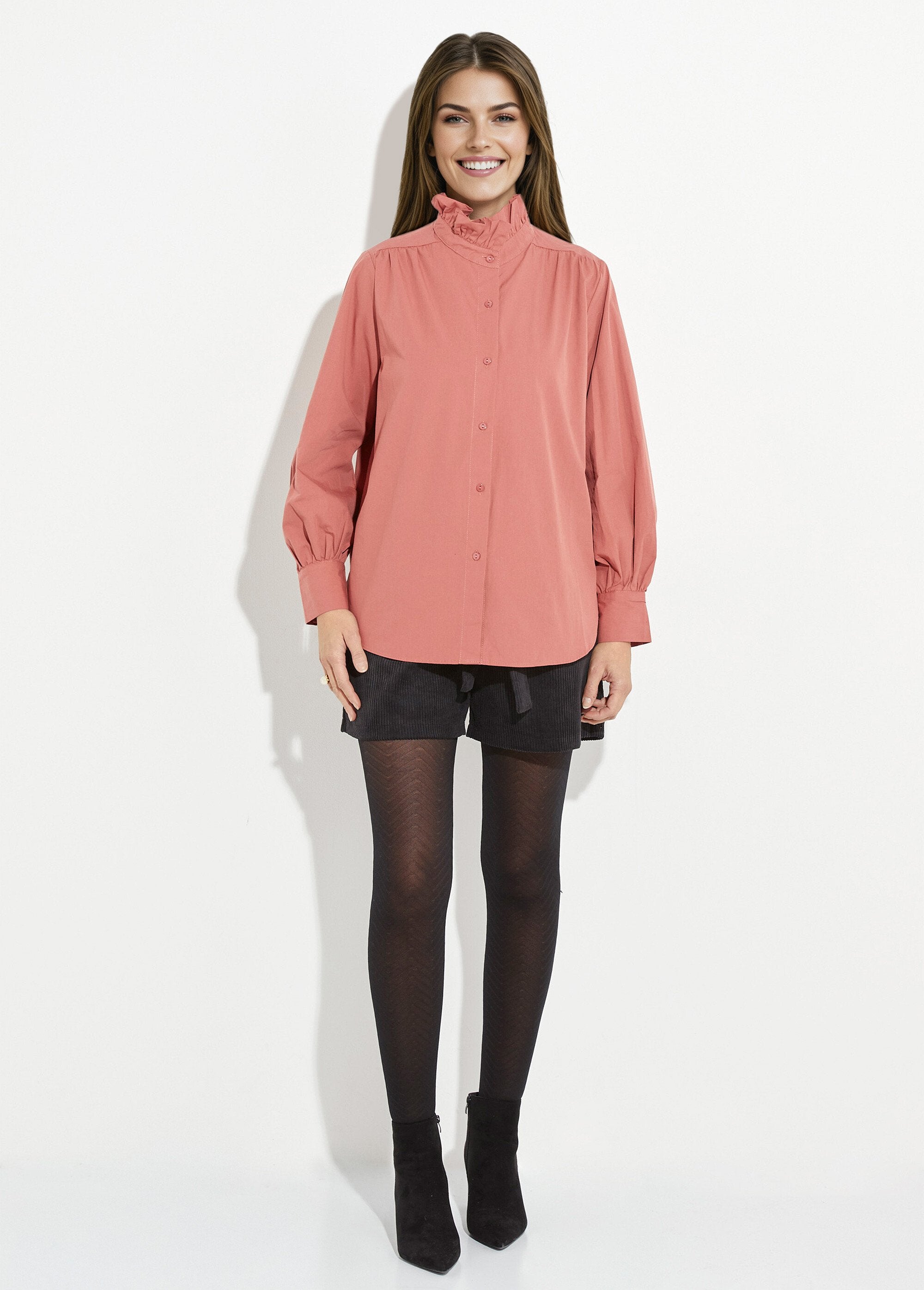 Blouse_with_a_pleated_high_collar_Terracotta_SF1_slim