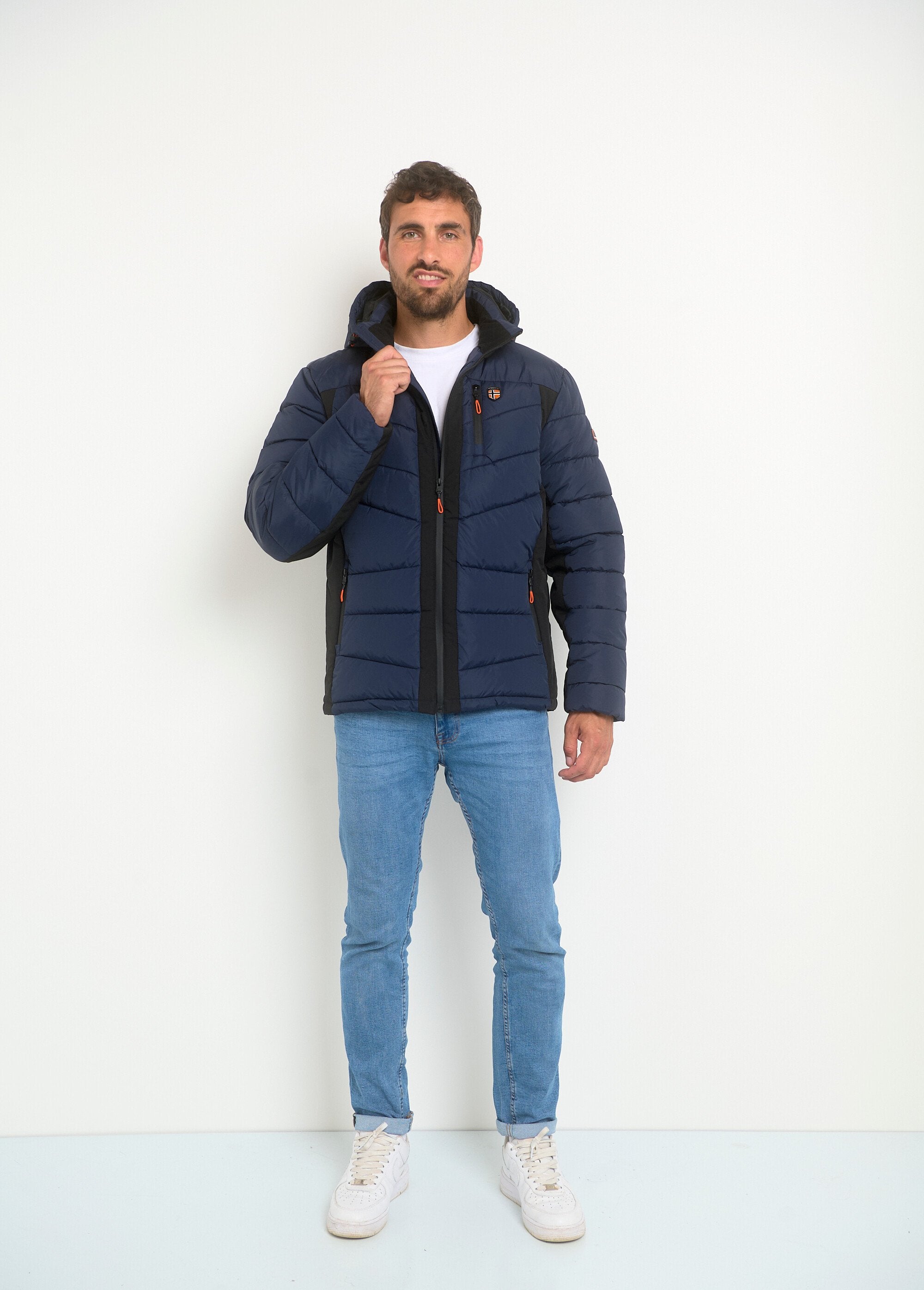 Warm_hooded_down_jacket_with_fluorescent_details_Marine_SF1_slim