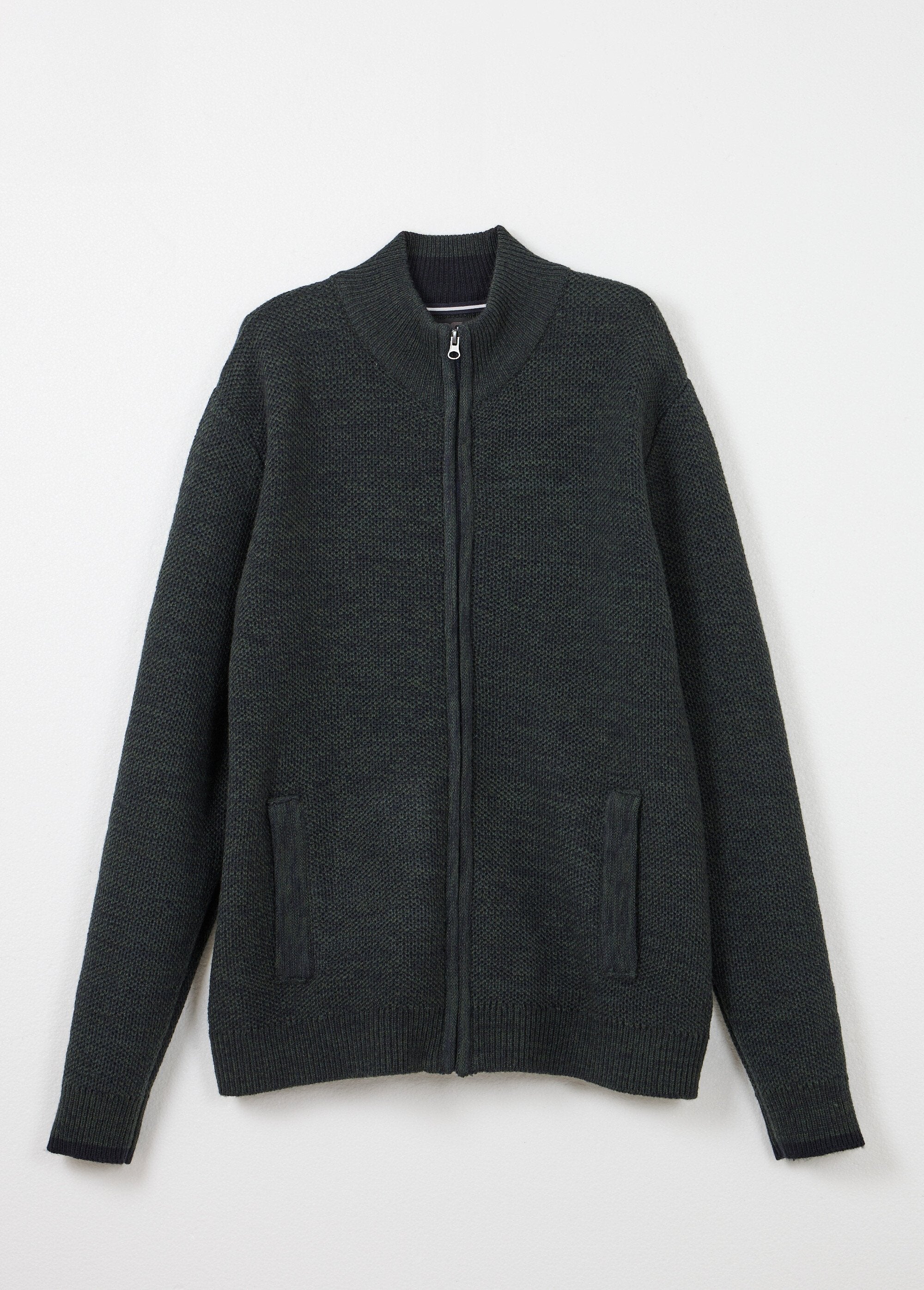 Zipped_cardigan_with_high_collar_in_heathered_wool_knit_Green_AP1_slim