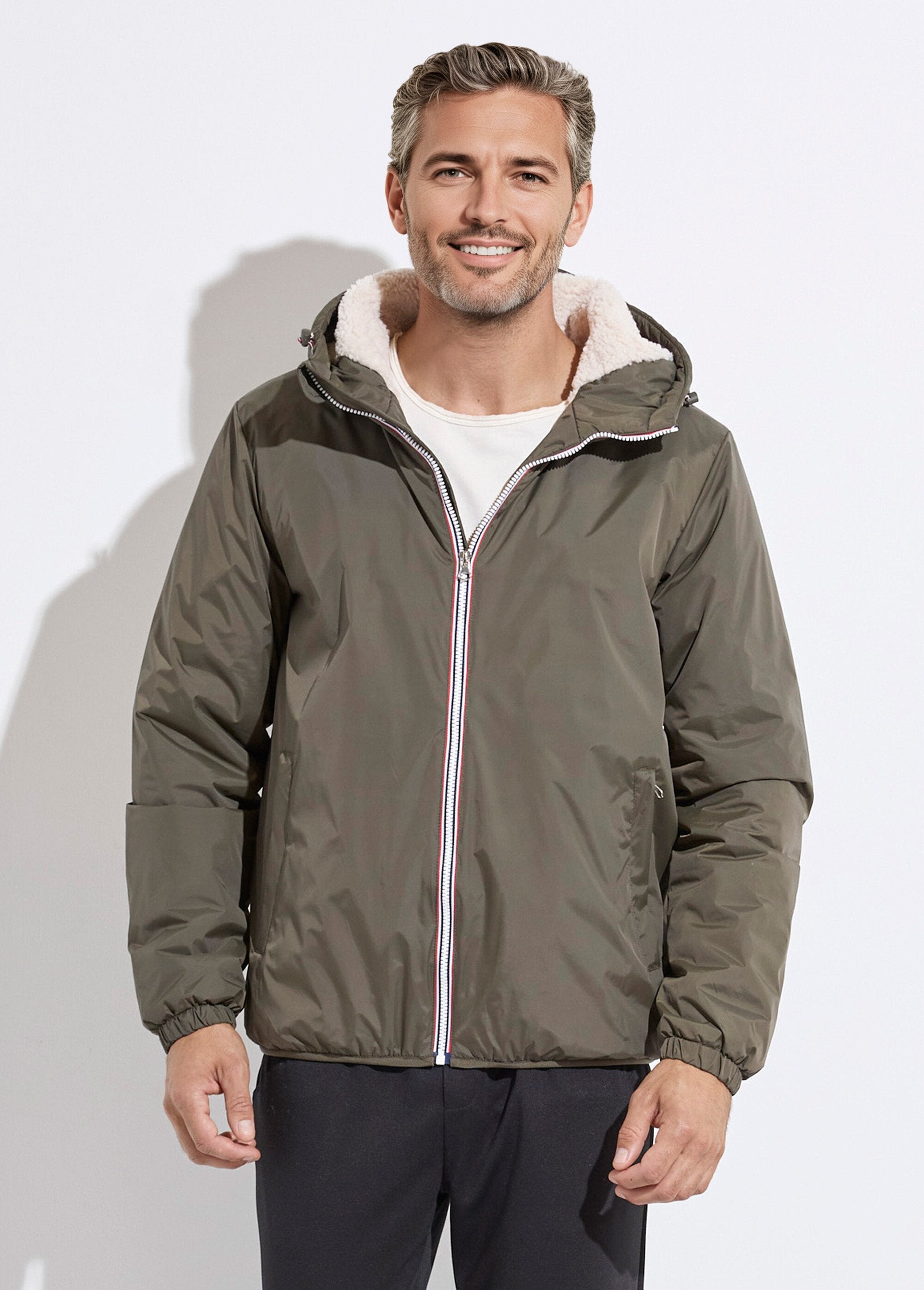 Parka_courte_chaude_fourrée_déperlante_Kaki_et_ecru_FA1_slim