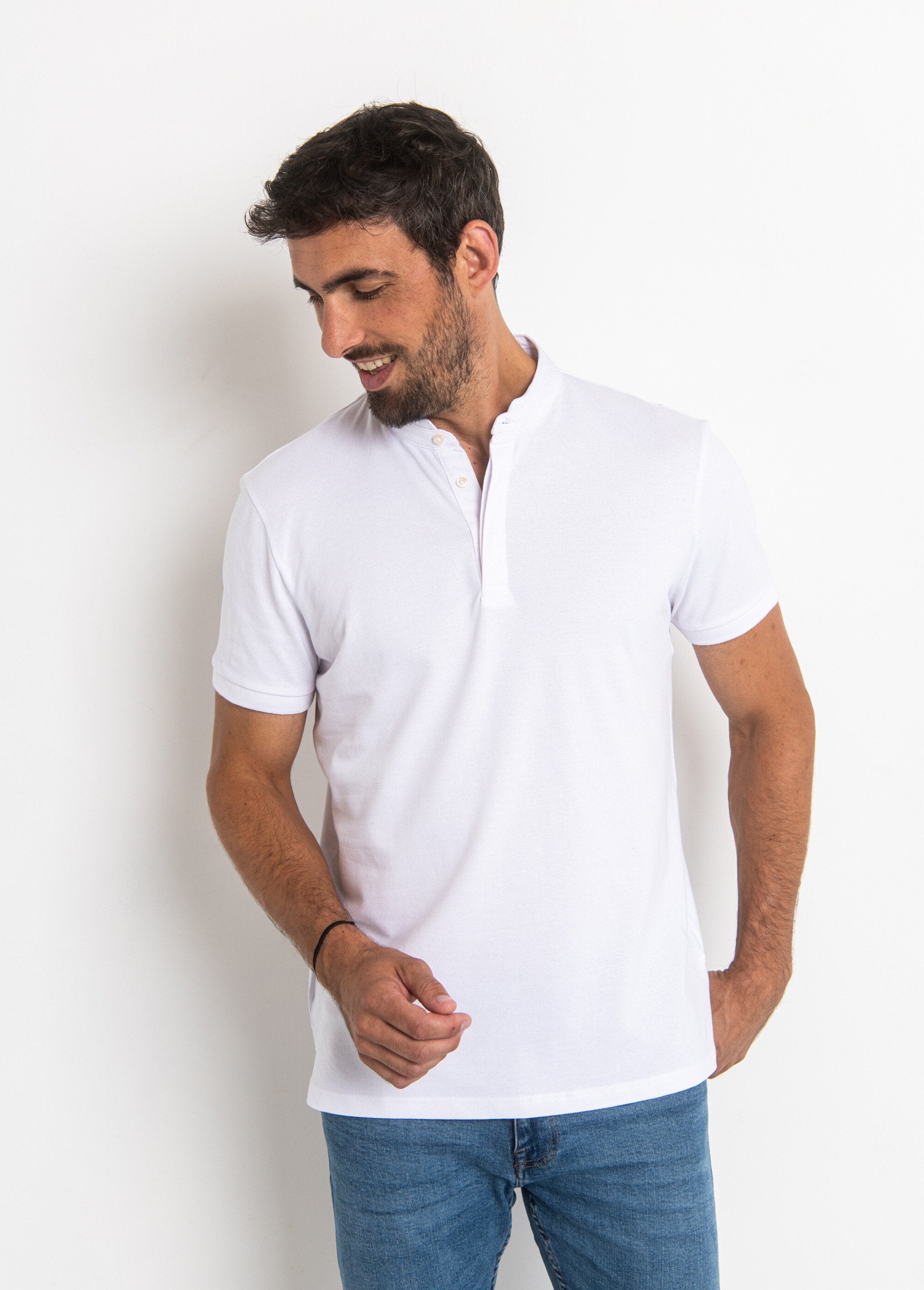 Short_sleeve_polo_shirt_with_mandarin_collar_White_FA1_slim