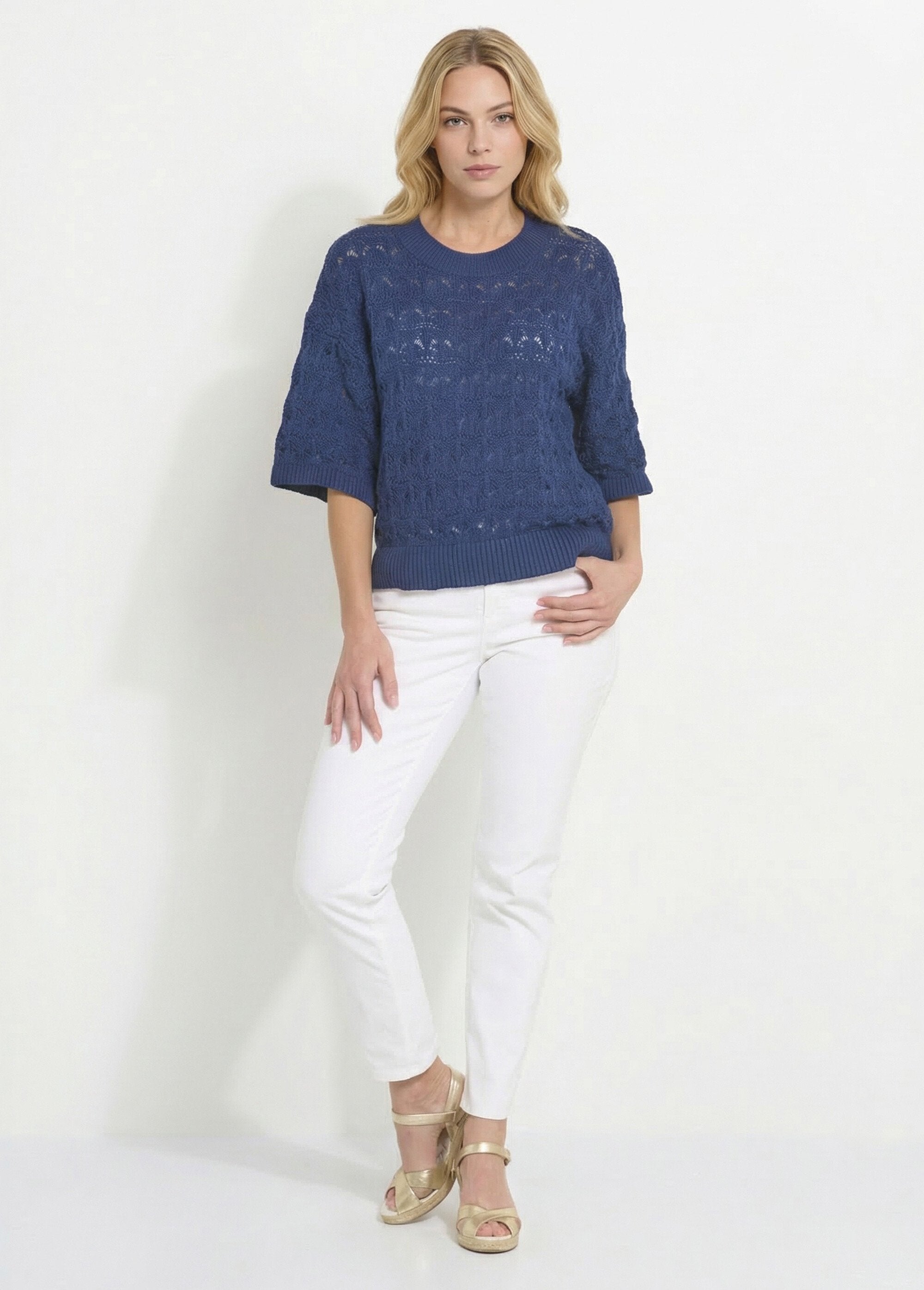 Short-sleeved_openwork_knit_sweater_Indigo_SF1_slim