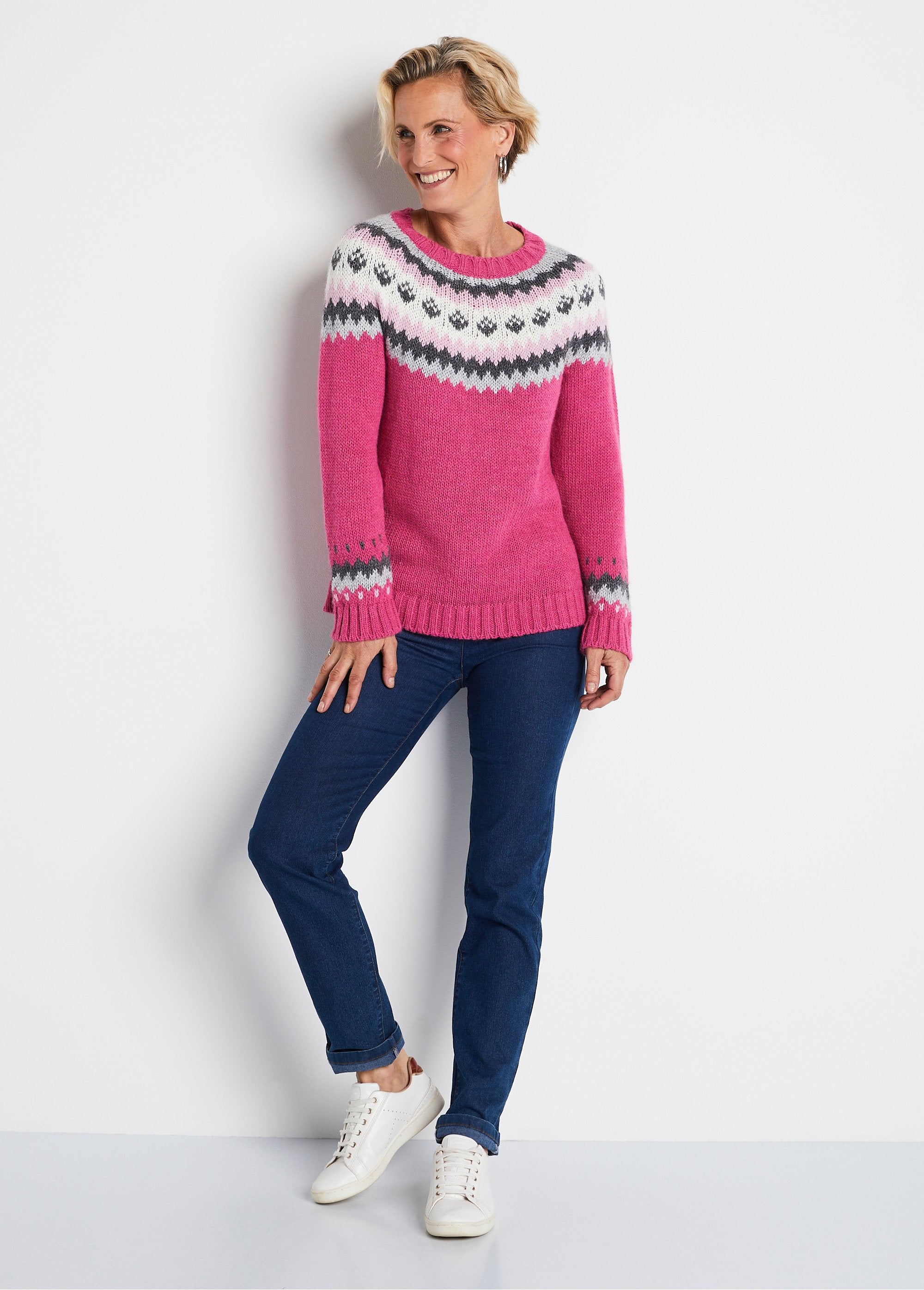 Plain_placed_jacquard_sweater_Fuchsia_and_gray_SF1_slim