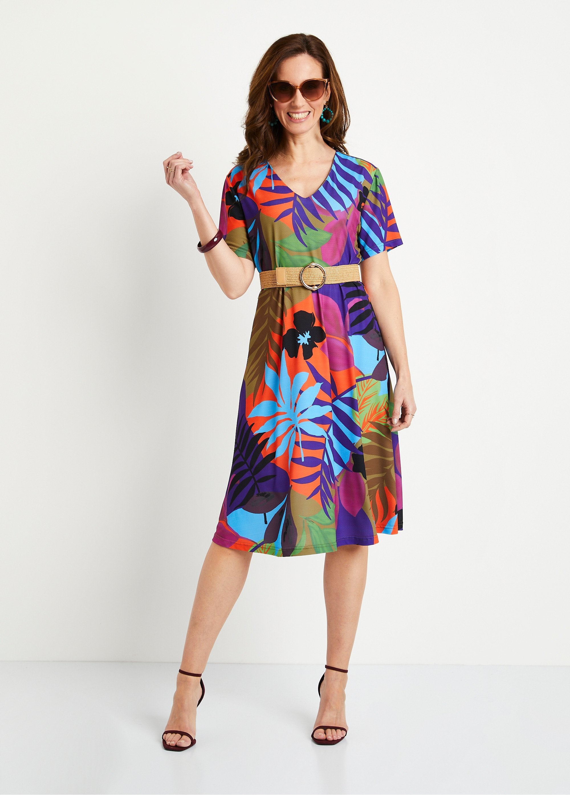 Short_leaf_print_flared_dress_Multicolor_FA2_slim