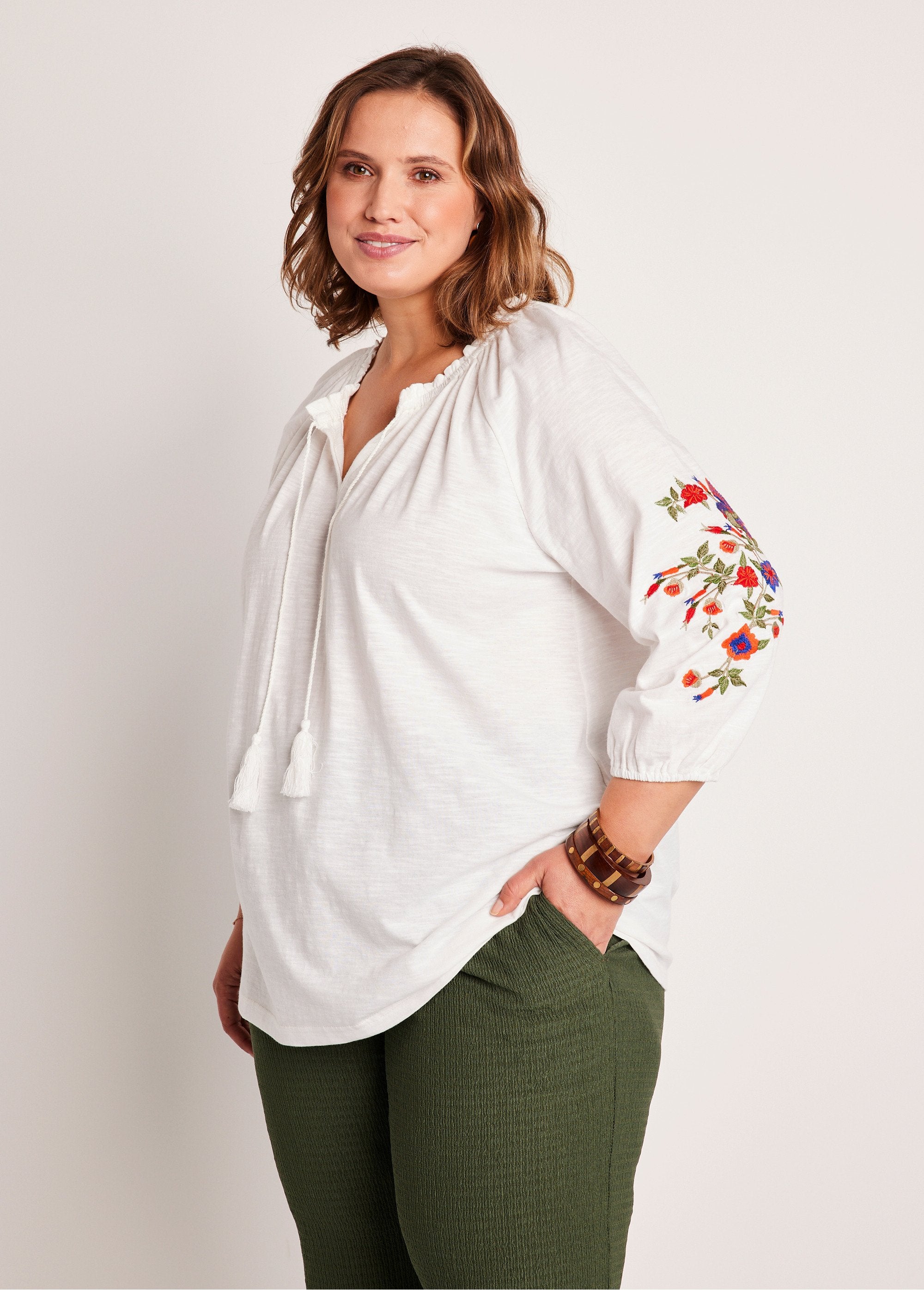 Long_embroidered_t-shirt_with_3/4_sleeves_White_FA1_curvy